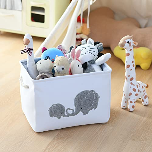 Inough Baby Gift Baskets Empty Large Baby Storage Container Fabric Toys Basket, Elephant Toy Box With Drawstring Closure Baby Container For Wipes And Diapers, Nursery Organizers And Storage For Kidsroom Nursery Room #TOP5