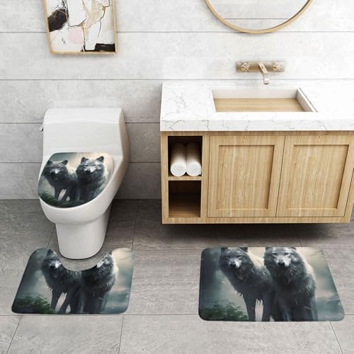Tapis de bain antidérapant loup pour éviter les sols mouillés