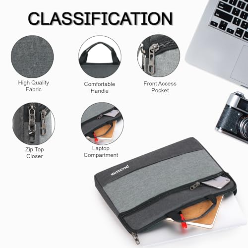 Image of Water Resistant Laptop Sleeve with Handle & Accessories pocket Universal compatible for 15 Inch to 15.6 inch Inches laptops Dell, HP, Lenovo, Asus and all other Notebook etc. (Dark Grey)