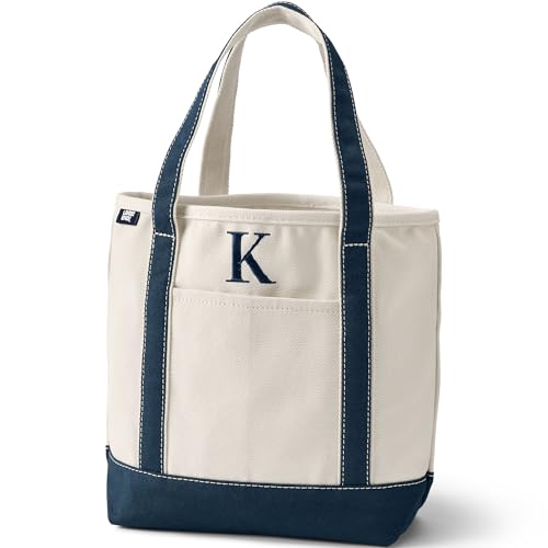 Image of Lands' End Pre-Monogrammed Letter Canvas Tote Bag