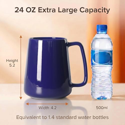 Taza de café extra grande 24 oz cerámica azul miniatura 2