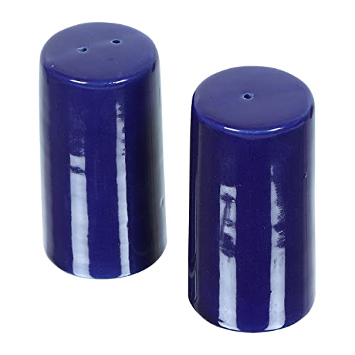 Image of QIMACPLUS Handcrafted Ceramic Salt and Pepper Shaker Set | Perfect Pour Holes for Kitchen, Dining Table, Picnic, Office, Restaurant, and Hotel | Set of 2 (Blue)