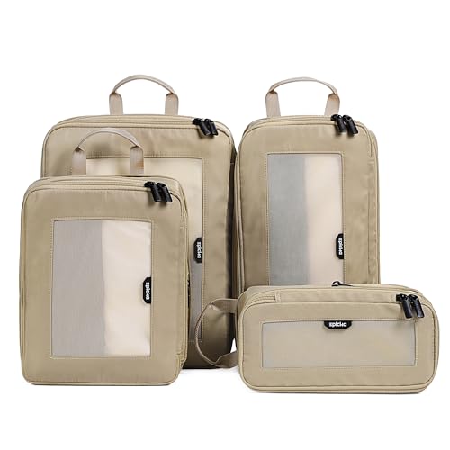 Best Luggage for Winter Travel: Durable, Spacious, and Weather-Resistant Picks 5 EPICKA TripCozy Compression Packing Cubes - 4 Set Durable Travel Organizer Bags with Mesh Top, Expandable Travel Accessories for Carry on, Luggage, Suitcase, Backpack (Khaki)