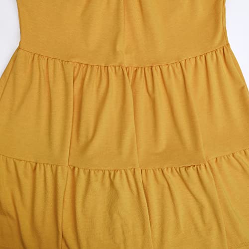 Momood Maternity Tank Top Crew Neck Sleeveless Maternity Shirt Loose Ruffle Hem Maternity Peplum Top Summer Yellow M #TOP5