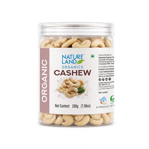 Image of Natureland Organics Cashew (Dry Fruits) 200 Gm - Premium Whole Cashew