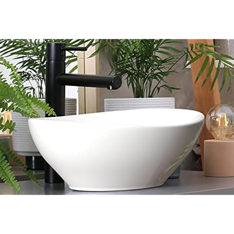 Waschbecken24 Lavabo sobre encimera de cerámica blanca A99-41 x 33,5 x 14,5 cm Cover