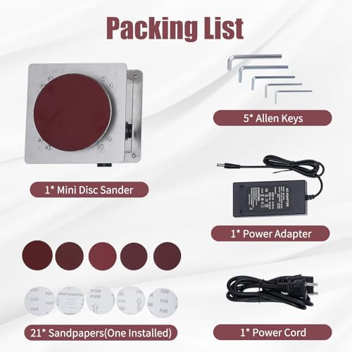 200W Mini Disc Sander With Forward And Reverse Function 4 Inch Disc Sander Small Sanding Disc Machine Adjustable Speed Bench Sander Polisher For Wood, Metal, Stone & Scissor Sanding - Image 6