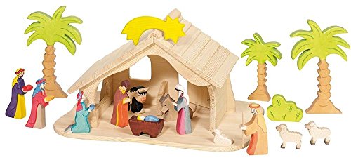 Preisvergleich Produktbild Holztiger Puppenhaus mit Weihnachtsstern (ohne Figuren, ohne Bäume)