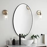COFENY Oval Bathroom Mirror, Black Bathroom Framed Mirror, Matte Black Rimmed Hanging Mirrors for Bathroom Bedroom Living Room Modern (20x28inch)