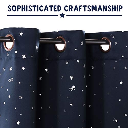 Navy/Silver Blackout Twinkle Star Curtains for Boys' Bedroom