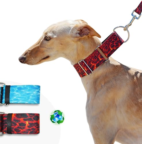 BUB'S Nature Collection-Collar Perro Poliester Reciclado-Collar Martingale-Collar Galgo- Antiescape (S, Lava)