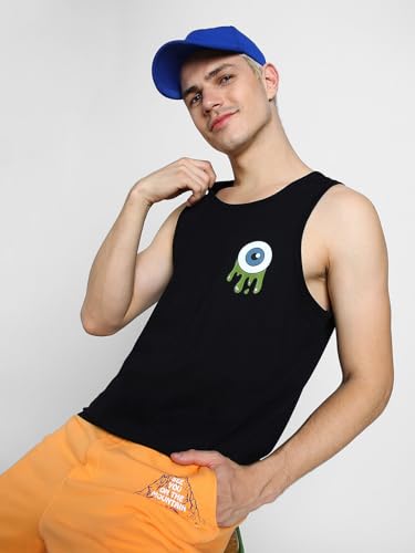 Image of Veirdo Pure Cotton Sleeveless Regular Fit Front Print Placement Scoop Neck Vest for Men & Boys