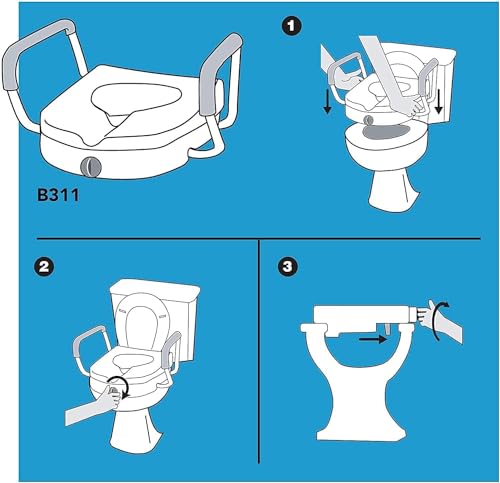 Carex E-Z Lock Raised Toilet Seat with Armrest, Weight Capacity 300 lbs - Thumbnail 6