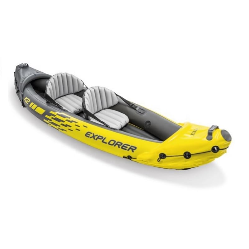Image of Explorer K2, 2 Person Inflatable Boat for Flood Rescue, Adventure, Rafting, Fishing, Fun and Enjoyment for Your Family with Oars & Air Pump (68307)