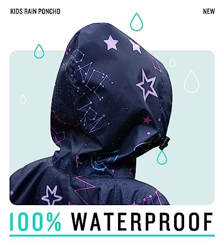 Image of SaphiRose Lightweight Kids Rain Poncho Waterproof Jacket Zipper Up Rain Coat