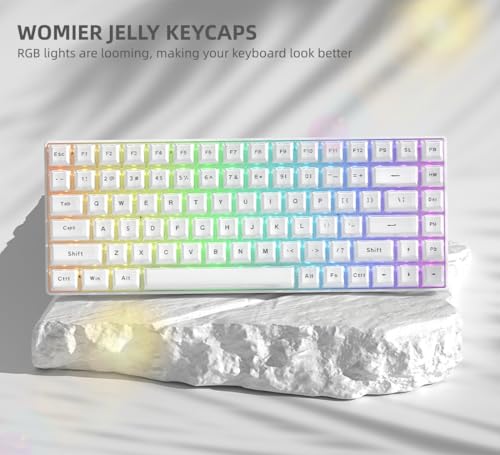 Image of Womier White Jelly Keycaps, Shine Through Keycaps for Mechanical Keyboard | OEM Profile Keycaps Set, 113-Key Custom Keycaps for 60%,75%,100% Keyboards with Cherry /Gateron MX Switches-White