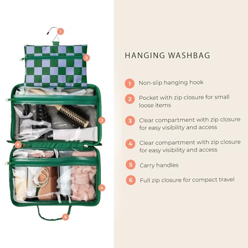 Green Gambit Checkered Hanging Travel Bag, Toiletry Bag, Makeup Bag for Women, Portable Water-resistant Small Travel Bag for Toiletries & Cosmetic Essentials4