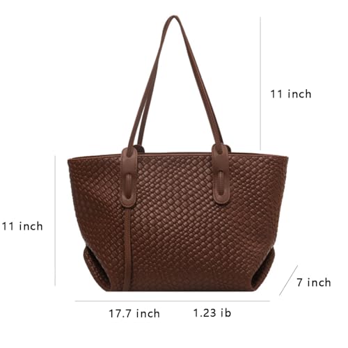 Image of Womens Fashion Luxury Large Leather Woven Leather Tote Handbag Shoulder Bag Women Top Handle Satchel Handbag Work