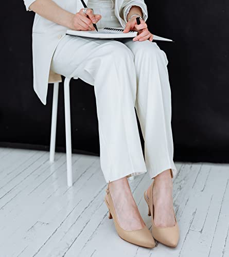 Greatonu Womens Nude Formal Classic Slingback Kitten Heels Pumps Court Shoes Size 9 Us / 40 Eu #TOP1