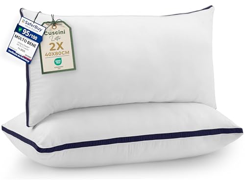 Utopia Bedding Cuscini Letto (Set di 2), 40 x 80 cm Guanciali Letto Coppia, Tessuto spazzolato con Fibra di Poliestere 3D, Morbida e Traspirante Cuscini (Blu Marino)