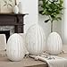 Jenaai 3 Pcs White Resin Easter Egg Decor Set - Travertine Textured Sculptures, Farmhouse Neutral Table Centerpiece for Spring/Easter Party, Indoor Home Shelf/Desk Vintage Decorations & Gifts