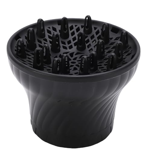 HETHLIF Accesorio Difusor de Cabello Rizado, Diseño de Bloqueo Giratorio para Secadores de 1,4 a 2,6 Pulgadas, 18 Rejillas de Ventilación en ángulo para una Mejor Definición de Rizo, con (BLACK)