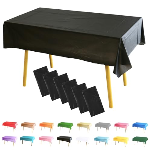 MOMAHUA 6 Packs Noir Nappes,137x274cm PEVE Nappe de Table Rectangulaire,Nappes Imperméables pour Fête...