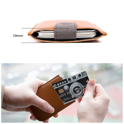 Allocacoc Slim Wallet, DesignNest DAX wallet, Cascading pull-tab, Magnetic, Hold up to 6 Cards, Cash slot, Purse (Brown, Leather)4