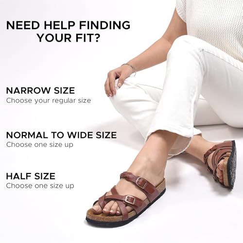 Image of AEROTHOTIC Recovery Slides for Women Comfortable Memory Foam Cork Footbed Cute Faux Leather Adjustable Buckle Straps Walking Travel Outdoor women sandals