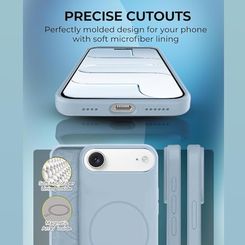Image of iPhone 17 Air Silicone Magsafe Case | Shock Proof Design & Camera Protection | Premium Rubberised Apple iPhone 17 Air Cover (Microfiber Lining) | Magnetic Liquid Silicone - Sky Blue