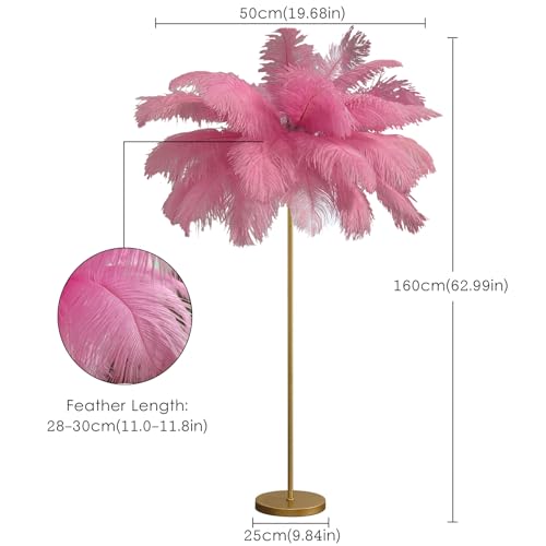 Lámpara de pie de plumas rosa moderna LED para salón y dormitorio 5