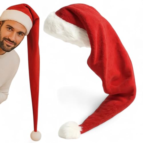 MIJOMA Weihnachtsmütze Rot 130cm Zipfel – Extra lange...