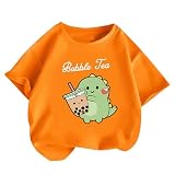 Baumwolle Kurze Oberteile T Shirt für Mädchen Atmungsaktiv Kurzarm Top Croptop Casual Bedrucken Sportshirt Mode Kurzarmhemd Basic Kinderkleidung Freizeit Orange 110