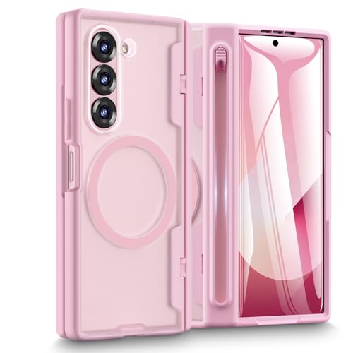 Coque Samsung Z Fold 6 rose antichoc avec charnière et slot S-Pen