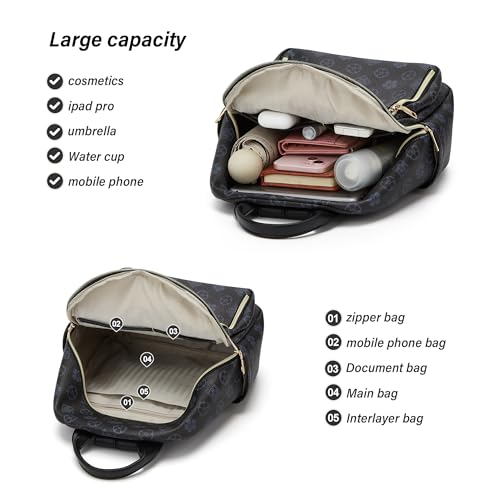 Image of Backpacks for Women Fashion PU Leather Bag Multipurpose Design Convertible Satchel Bag Travel Backpack Handbag and Purse 2Pcs