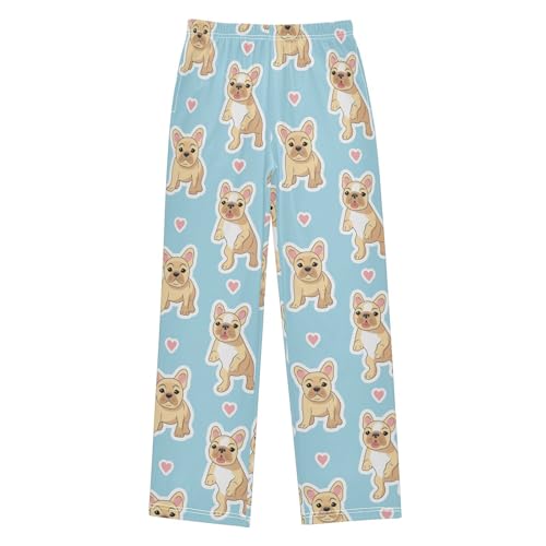 Boys' Pants Cute French Bulldog Blue Long Bottoms Jogger Pants Elastic Waist Trousers with Pockets S-XL