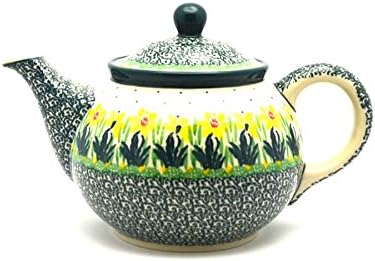 Tetera de cerámica polaca - 34 cuartos de galón - Narciso