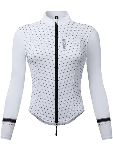 WOSAWE Stylish Short-Cut Cycling Jersey for Women Yoga-Ready Fit Shirt for Running Biking, White M