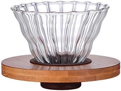 Vidrio roscado verter sobre filtro de café, gotero de café con almohadilla de nogal