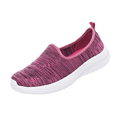 biJerou Zapatos casuales para mujer negros zapatos anchos para caminar con amortiguación zapatos de verano negros 43 cerrados zapatos deportivos mujer negro 42 mocasines negros elegantes planos, Rojo