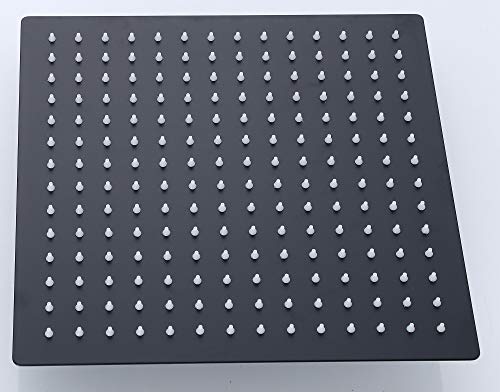 Schwarzer Duschkopf, edles Design, 20 cm quadratisch aus Edelstahl, Kopfbrause, Regenbrause, Regendusche, Regenduschkopf