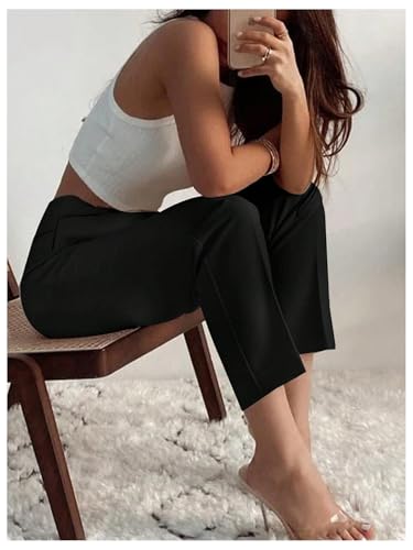 Floerns Women's High Waisted Pleated Straight Leg Pants Business Work Dressy Trousers2