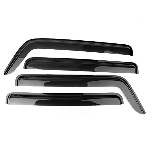 Window Visor Compatible with 2005-2009 Hummer H3, Slim Style Dark Smoke 4PC Set Acrylic by IKON MOTORSPORTS, 2006 2007 2008