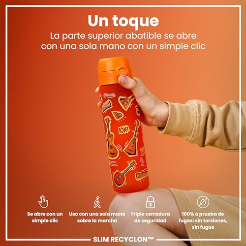 Miniatura 3 de ion8 Botella Agua, 500ml, a Prueba de Fugas, Fácil de Abrir, Cerradura Segura, Apta para Lavavajillas, Sin BPA, Asa de Transporte, Fácil de Limpiar, Neutro en Carbono, Música