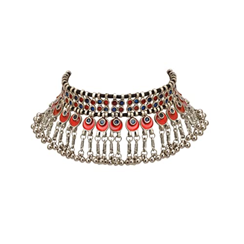 Zephyrr Silver Color Choker Necklace With Ghungroo Boho Jewelery For Women And Girls(Jan-2428) #TOP7