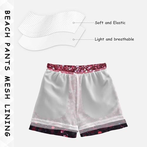 Pigsaly Boys Swim Trunks Rose Ruby Red Crimson Gradient Flashing Glitter Boys Board Shorts Swimsuit Swimwear 4T4