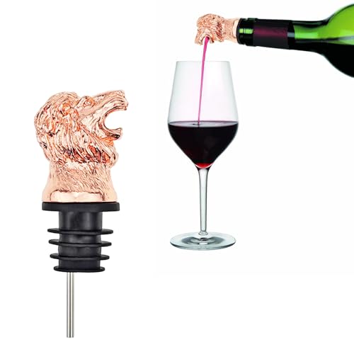 Capiant 1 Pack Lion Head Wine Pourer Spout Wine Bottle Pourers For Alcohol Stainless Steel Lion Head Wine Pourer Animals Shape Wine Pourer Aerator For White Red Wines Whiskey cover