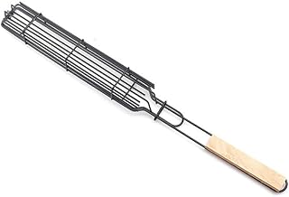 GossipBoy 2pcs Barbecue Grilling Basket,Portable Sausage Grill Basket,Nonstick BBQ Grill Fish with Heat Resistant Wooden Handle-yellow