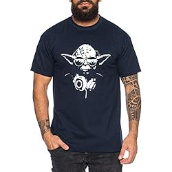 Yoda - Camiseta de Hombre DJ Yoda Jedi Ritter The Empire Turntables Music Rave House Trance Techno Geek, Farbe2:Azul Oscuro, Größe2:XXX-Large