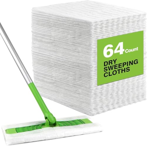 HOMEXCEL Dry Sweeping Cloths Pads Compatible with Flash Speedmop- Disposable Duster Refills Mop Pads for Floor Mopping and Cleaning,64 Count